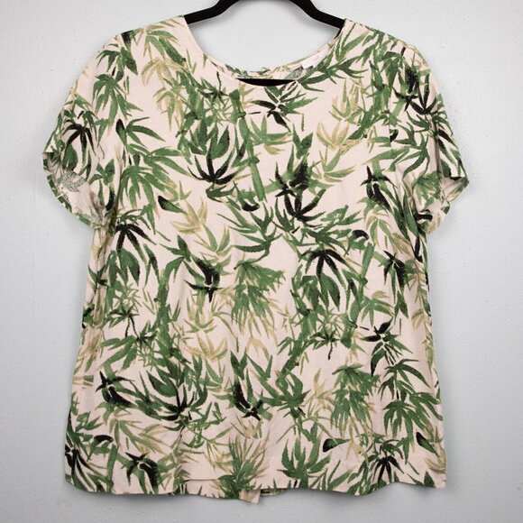 J. Jill bamboo botanical linen blend top-S - Picture 1 of 5